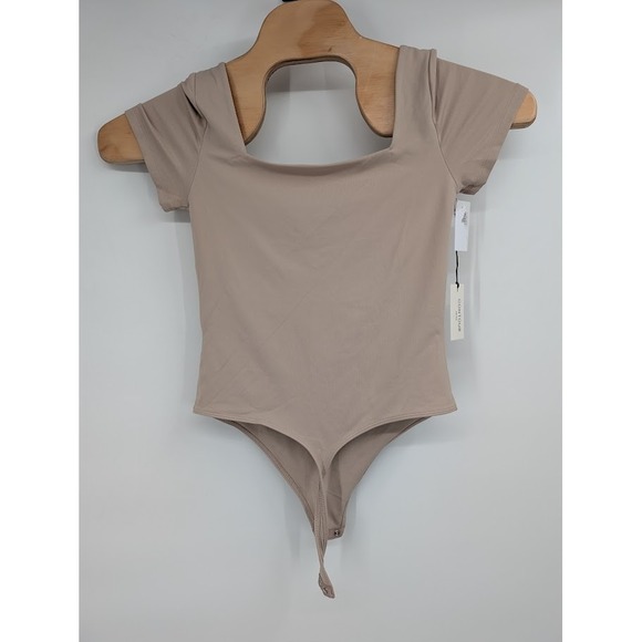 Aritzia Women's NWT Original Contour Squareneck‎ Tan Bodysuit sz Large - Picture 6 of 6